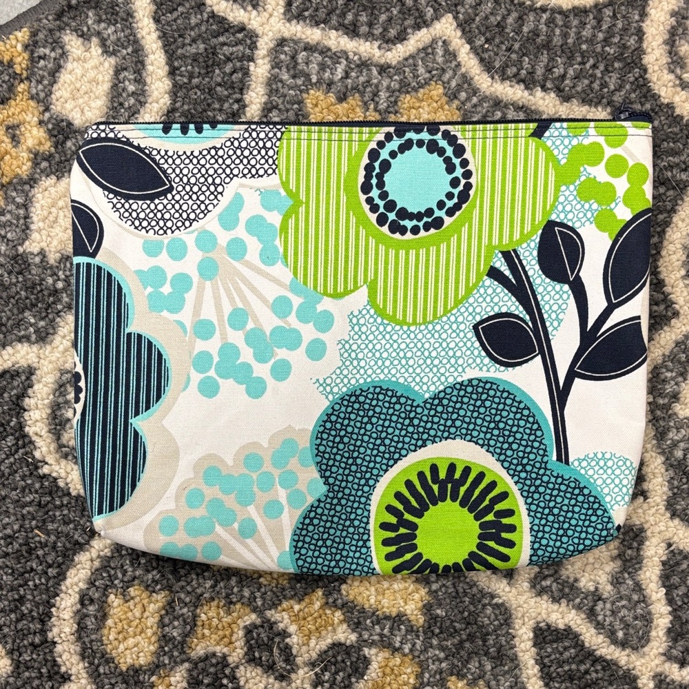 Thirty one Floral Print Pouch in Blue and Green